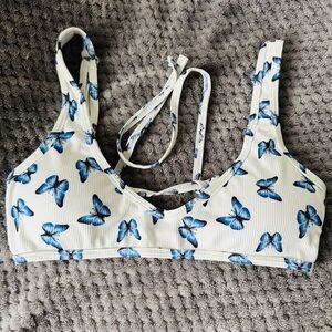 Blue Butterfly Print Bralette